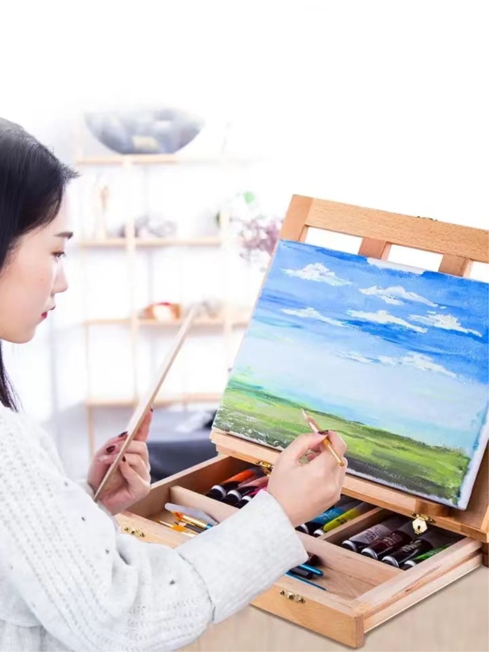 Kids Art Easel - Chevalet de Table en bois Portable